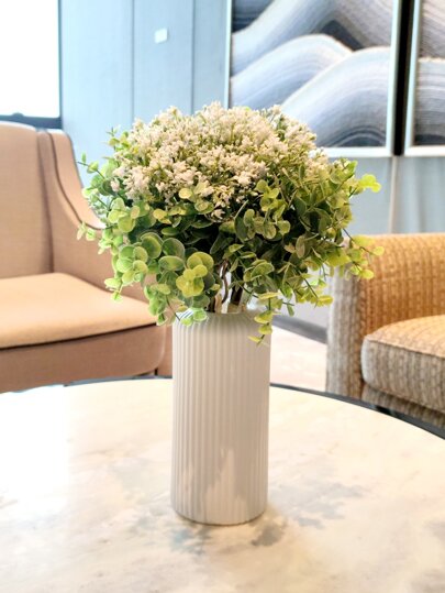 1/ Ceramic Look Plastic Composite Vase, Unbreakable Height 7.8 Inch Tabletop Dried Flower Vase Pampas Grass ation Artificial Home Bohemian Wedding Tafel Room Glass view 8
