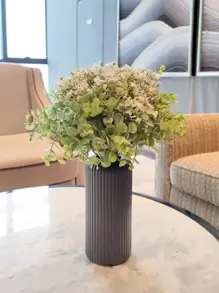 1个陶瓷外观塑料复合材料花瓶，不易碎，高7.8英寸，简约桌面花瓶，适用于干花、芦苇、人造花装饰，家居装饰，波西米亚风格，适用于婚礼、派对、家居、花瓶、中心摆件、餐桌装饰、礼物、生日、毕业典礼、房间装饰 - 深灰色 - 查看 7