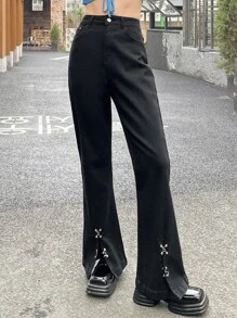 DAZY Jeans con corchete cremallera - Negro - Ver 1