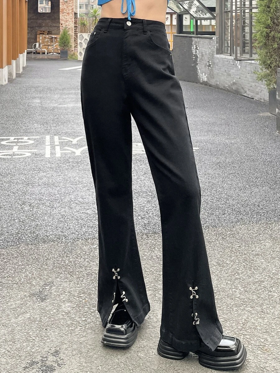 DAZY Jeans con corchete cremallera - Negro - Ver 1