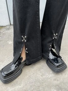 DAZY Jeans con corchete cremallera - Negro - Ver 3