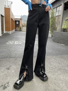 DAZY Jeans con corchete cremallera - Negro - Ver 5
