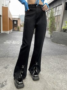 DAZY Jeans con corchete cremallera - Negro - Ver 7