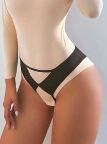 Classic Sexy Plain Cut-out Panty - Black - View 1