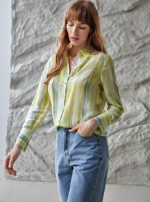 MOTF X MONET INSPIRED 100% SILK TIE-DYE SHIRT - Yellow - View 9