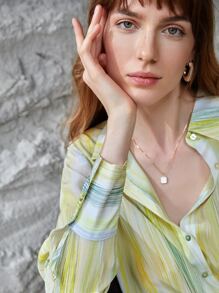 MOTF X MONET INSPIRED 100% SILK TIE-DYE SHIRT - Yellow - View 10