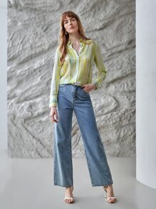 MOTF X MONET INSPIRED 100% SILK TIE-DYE SHIRT - Yellow - View 7