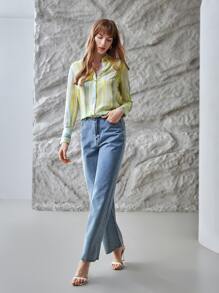 MOTF X MONET INSPIRED 100% SILK TIE-DYE SHIRT - Yellow - View 8