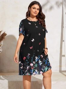 EMERY ROSE Đầm Plus Size Hoa Loại bướm Boho - màu đen - Xem 5