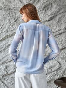 MOTF X MONET INSPIRED 100% SILK TIE-DYE SHIRT - Blue and White - View 3