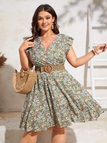 SHEIN VCAY Vestido floral de manga con volante sin cinturón - Multicolor - Ver 2