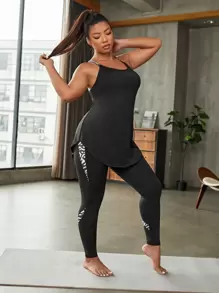 Easithlete Plus Softness Contrast Letter Tape Crisscross Sports Set - Black - View 1