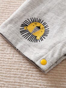 Yierying 嬰兒卡通和標語圖案二合一連身短褲 - 彩色 - 查看 3