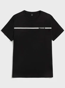 Manfinity VCAY Tops Nam Lá thư Sọc Giải trí - màu đen - Xem 1