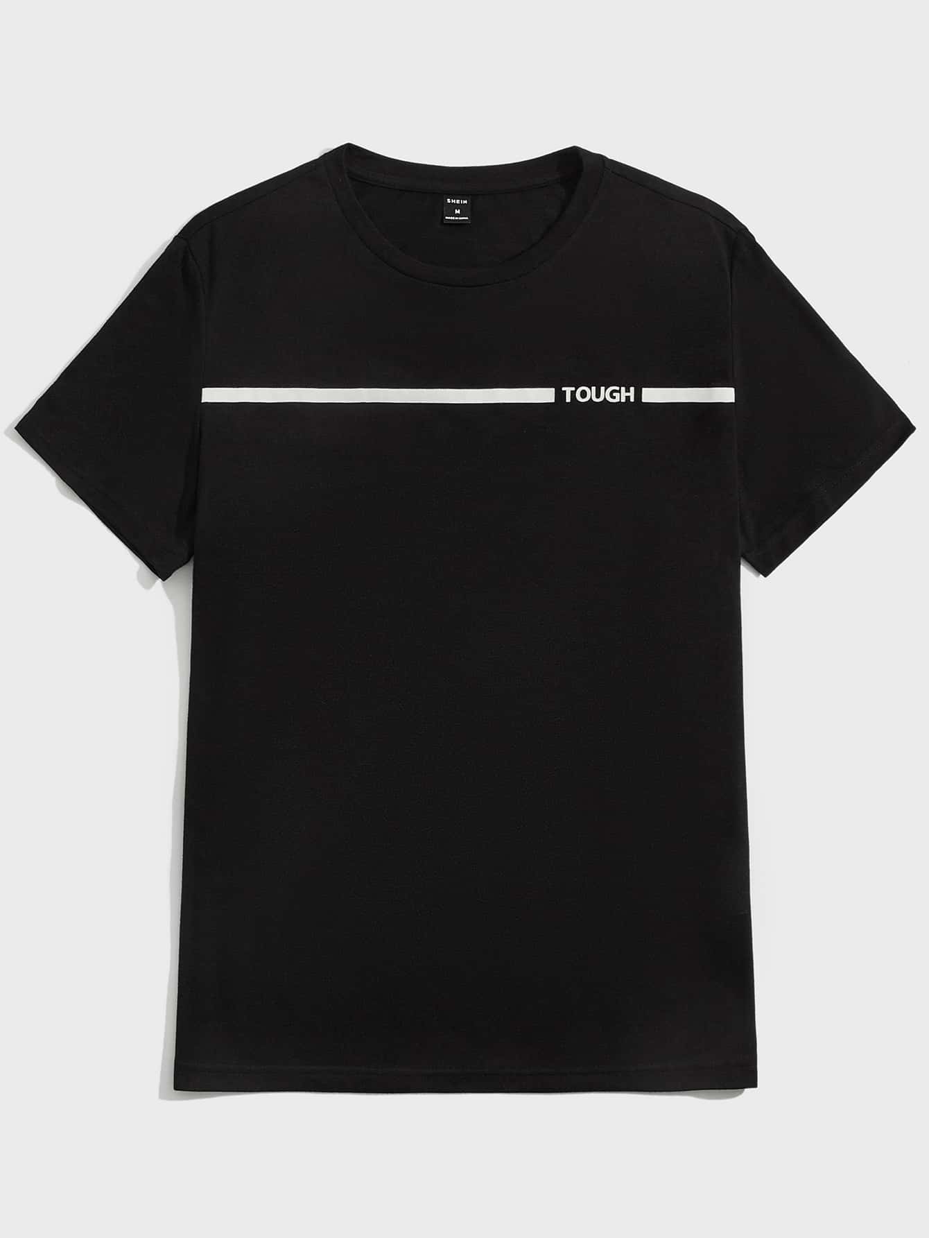 Manfinity VCAY Tops Nam Lá thư Sọc Giải trí - màu đen - Xem 1