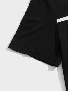 Manfinity VCAY Tops Nam Lá thư Sọc Giải trí - màu đen - Xem 3