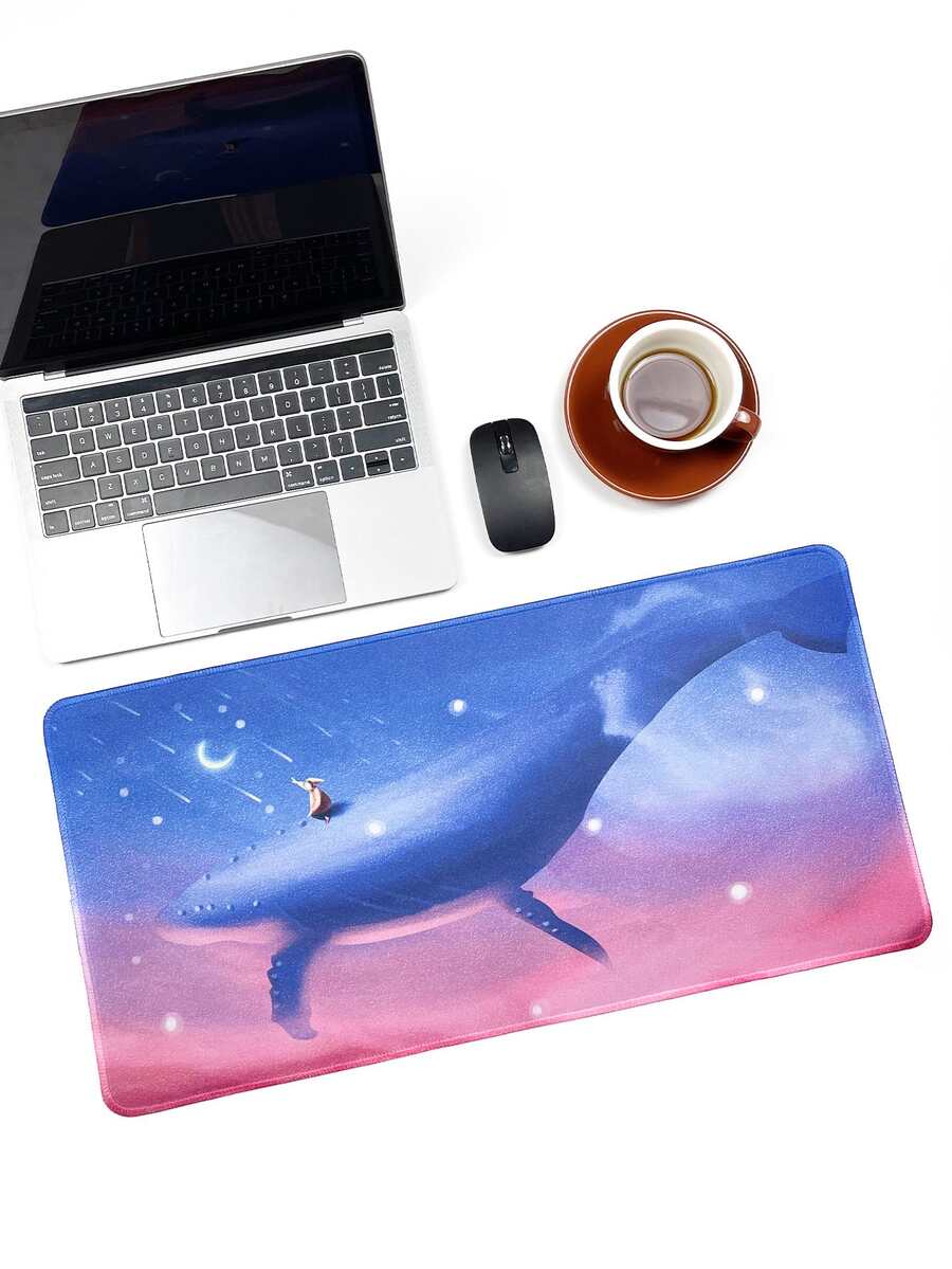 Alfombrilla de ratón ballena & con estampado de figura - Azul - Ver 1