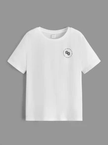 SHEIN Boys Japanese Letter & Figure Graphic Tee - White - View 2