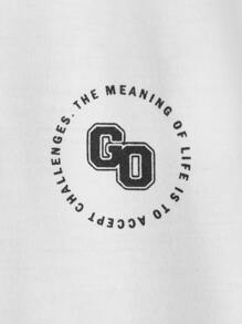 SHEIN Boys Japanese Letter & Figure Graphic Tee - White - View 3