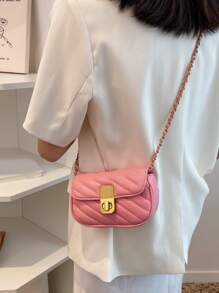 迷你針腳細節金屬鎖設計鏈條流浪包