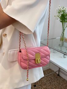 迷你針腳細節金屬鎖設計鏈條流浪包