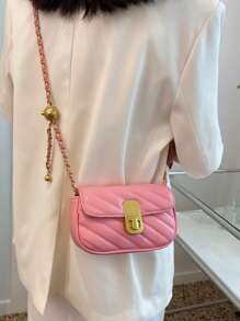 迷你針腳細節金屬鎖設計鏈條流浪包