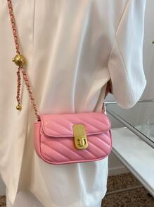 迷你針腳細節金屬鎖設計鏈條流浪包