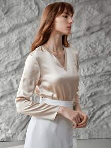 MOTF PREMIUM 100% SILK STRAIGHT TOP - Apricot - View 7