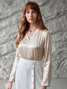 MOTF PREMIUM 100% SILK STRAIGHT TOP - Apricot - View 9