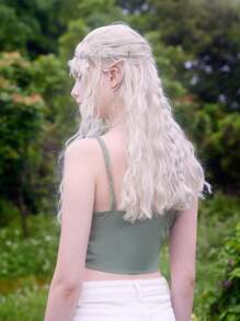 ROMWE Fairycore Lace Up Cami Top Fairy Core - Green - View 2