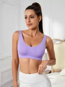 Yoga Basic Seamless Breathable Softness Sports Bra - Lilac Purple - View 1