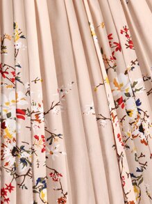 SHEIN Vestido De Pliegues Con Estampado Floral Y Ribete Con Volantes Para Chica Adolescente - Rosa vieja - Ver 5