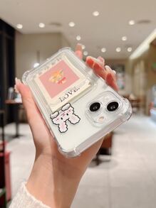 苹果卡通兔子透明卡槽手机壳 - 彩色 - 查看 4