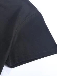 SHEIN LUNE 心和豹紋印花T恤 - 黑色 - 查看 5