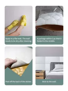 1 miếng dán tường bằng nhựa xốp mềm dày 3D, thiết kế đơn giản, màu trơn, thích hợp cho đầu giường, trang trí phòng & phòng khách, dễ dán, kết hợp tự do, lý tưởng cho việc cải tạo phòng, miếng dán tường chống va đập bằng chất liệu xốp XPE tự dính, trang trí nhà đơn giản & thanh lịch, trang trí nhà theo phong cách hiện đại tối giản, giấy dán tường, giấy dán tường, vật dụng trang trí mùa xuân làm mới ngôi nhà của bạn, nhãn dán trang trí Rama quà tặng sinh nhật tốt nghiệp - trắng - Xem 6