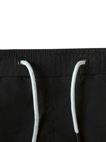 Manfinity Hypemode Men Slant Pockets Drawstring Waist Shorts - Black - View 3