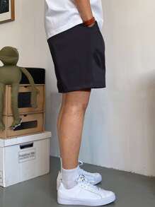 Manfinity Hypemode Men Slant Pockets Drawstring Waist Shorts - Black - View 4