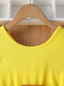 婴儿向日葵印花荷叶边袖连衣裙（无腰带） - 彩色 - 查看 3