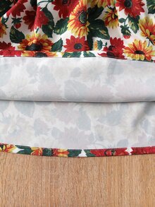 婴儿向日葵印花荷叶边袖连衣裙（无腰带） - 彩色 - 查看 6