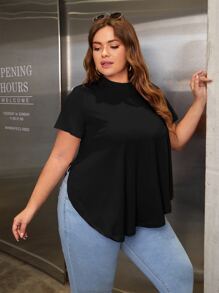 SHEIN Essnce Camiseta unicolor bajo curvo