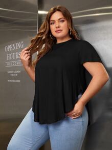 SHEIN Essnce Camiseta unicolor bajo curvo