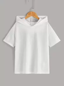 SHEIN Boys Solid Hooded Tee - White - View 1