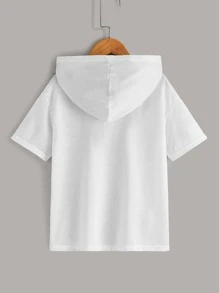 SHEIN Boys Solid Hooded Tee - White - View 2