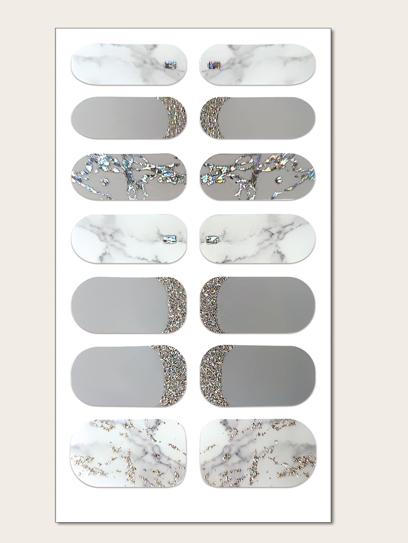 1張閃亮指甲貼紙 - 灰色 - 查看 1