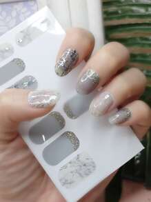1張閃亮指甲貼紙 - 灰色 - 查看 2