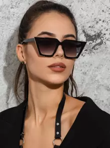1 pieza Gafas de mujer de moda con marco metálico de ojo de gato, accesorios de para outfits de mujer casual de negocios, regalo para verano, vacaciones, al aire libre, viaje