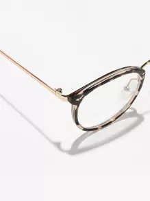 Unisex Round Metal Frame Glasses For Computer, Gaming, TV, Phone Use, Reduce Eye Fatigue, Light, Fashion Optical Clear Lens Eyeglasses - Clear - View 5