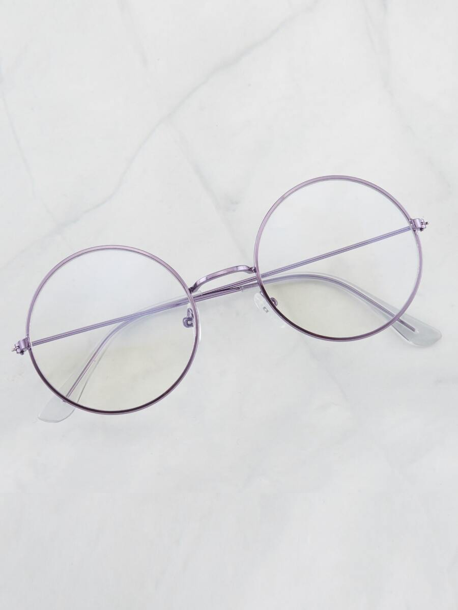 Metal Round Clear Lens Glasses, Lightweight & Cute