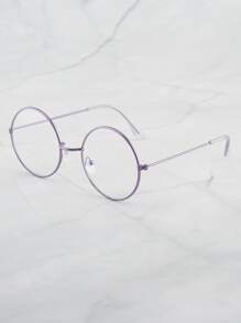 Metal Round Clear Lens Glasses, Lightweight & Cute