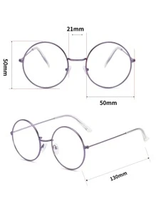 Metal Round Clear Lens Glasses, Lightweight & Cute
